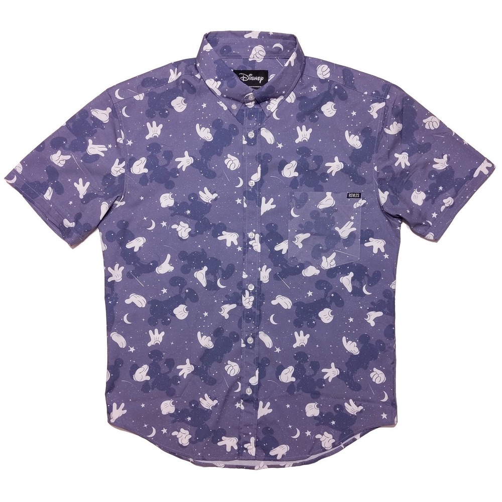 RSVLTS Disney 100 Hiya Pal Mickey Mouse Short Sleeve Shirt Blue Medium M